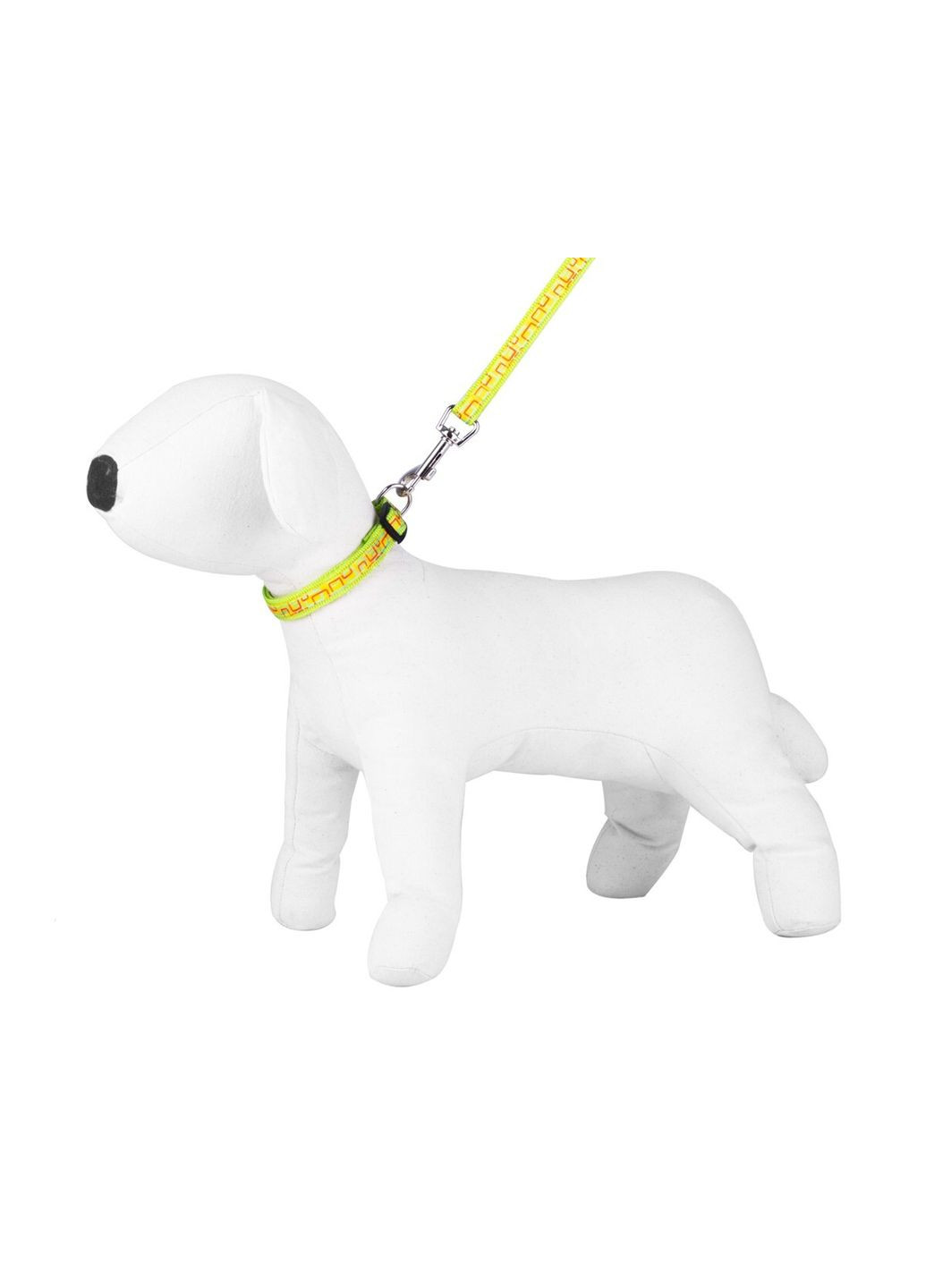 Набор — поводок и шлейка, ширина — 2 см, длина — 120 см, нейлон, зелёный с жёлтой лентой с красно-синим узором Happet (353303387)