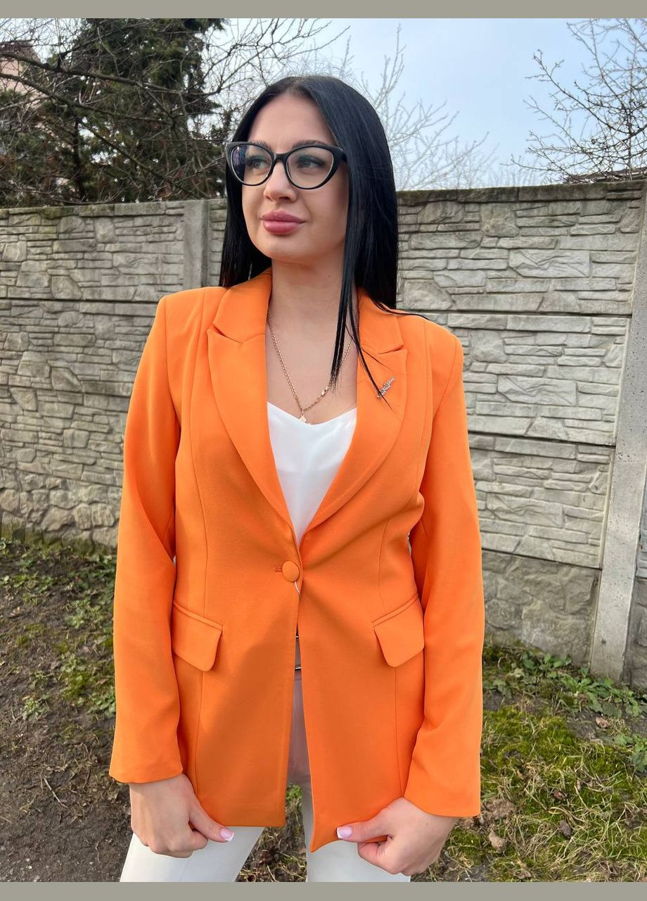 Оранжевый женский женский оранжевый пиджак на весну турция No Brand однотонный - всесезон