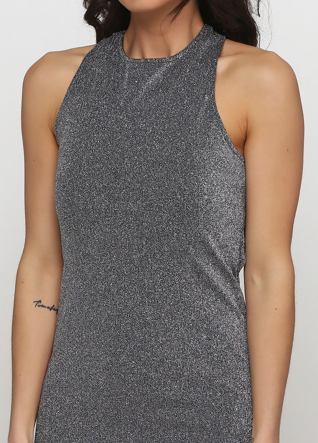 Серебряное кэжуал платье Monki однотонное