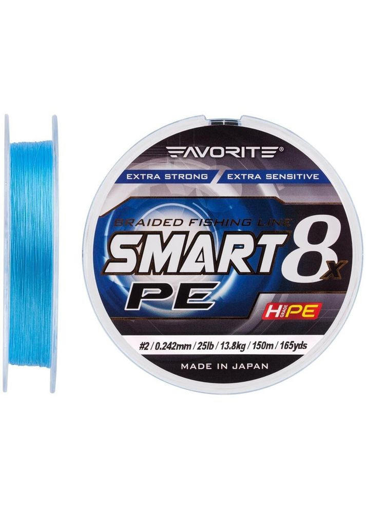 Шнур Smart PE 8x 150м (sky blue) #2.0/0.242mm 25lb/13.8kg 1693.10.76 Favorite (316518809)