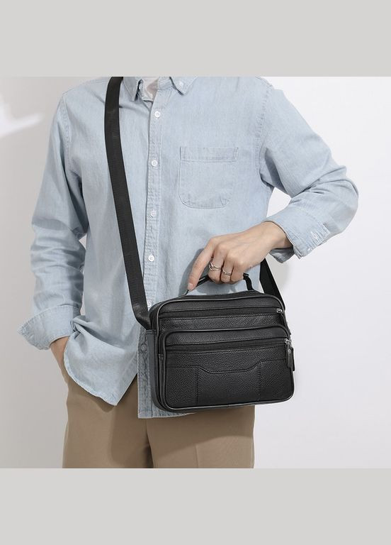 Чоловіча сумка-барсетка з ручкою шкіряна з ременем через плече чорна BX-14440B Bexhill (346533024)
