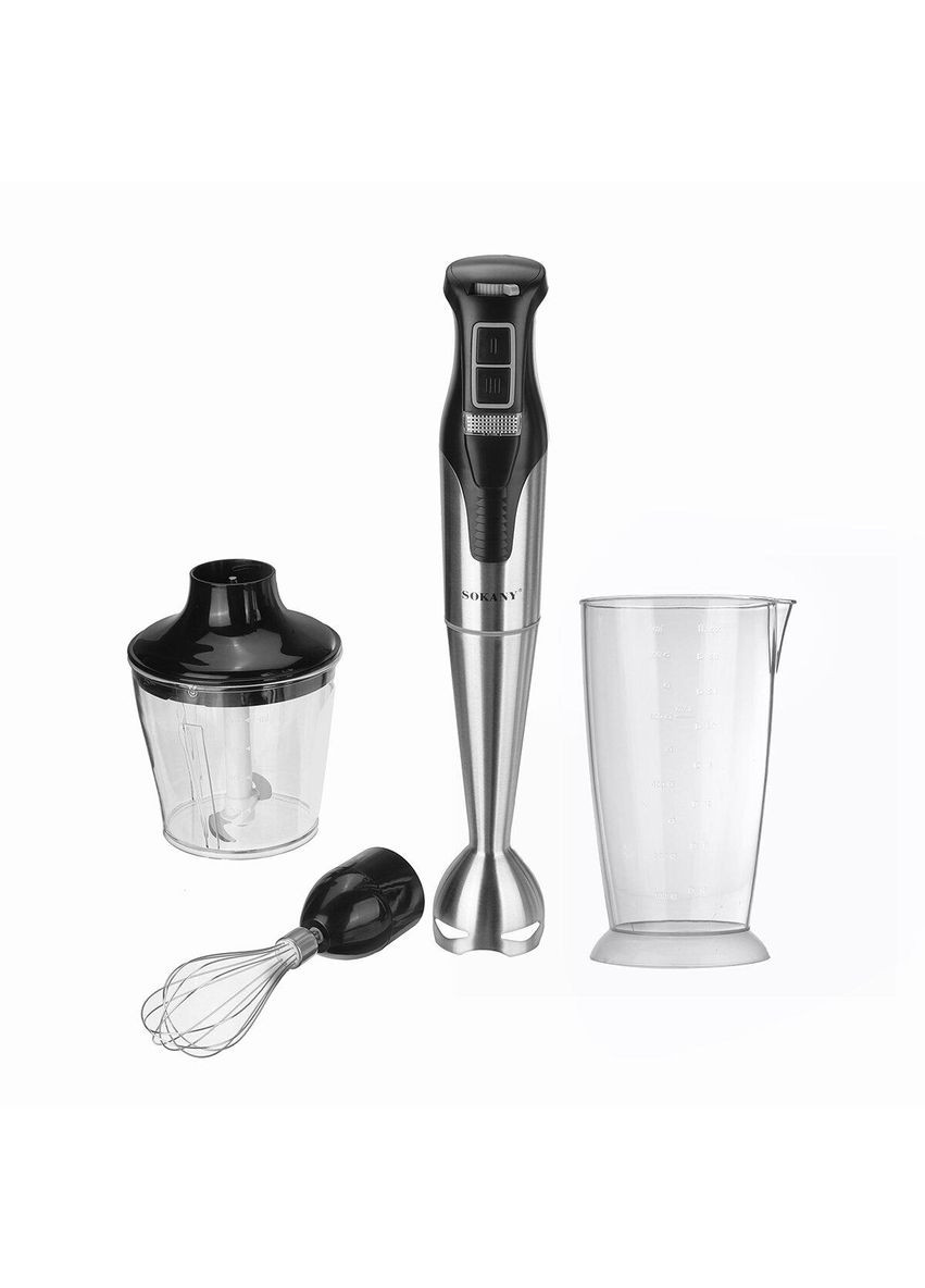 Блендер ручний занурювальний з нержавіючої сталі універсальний 4 в 1 металевий 1000 Вт смузі мейкер потужний SK-758-4 Sokany (370974513)