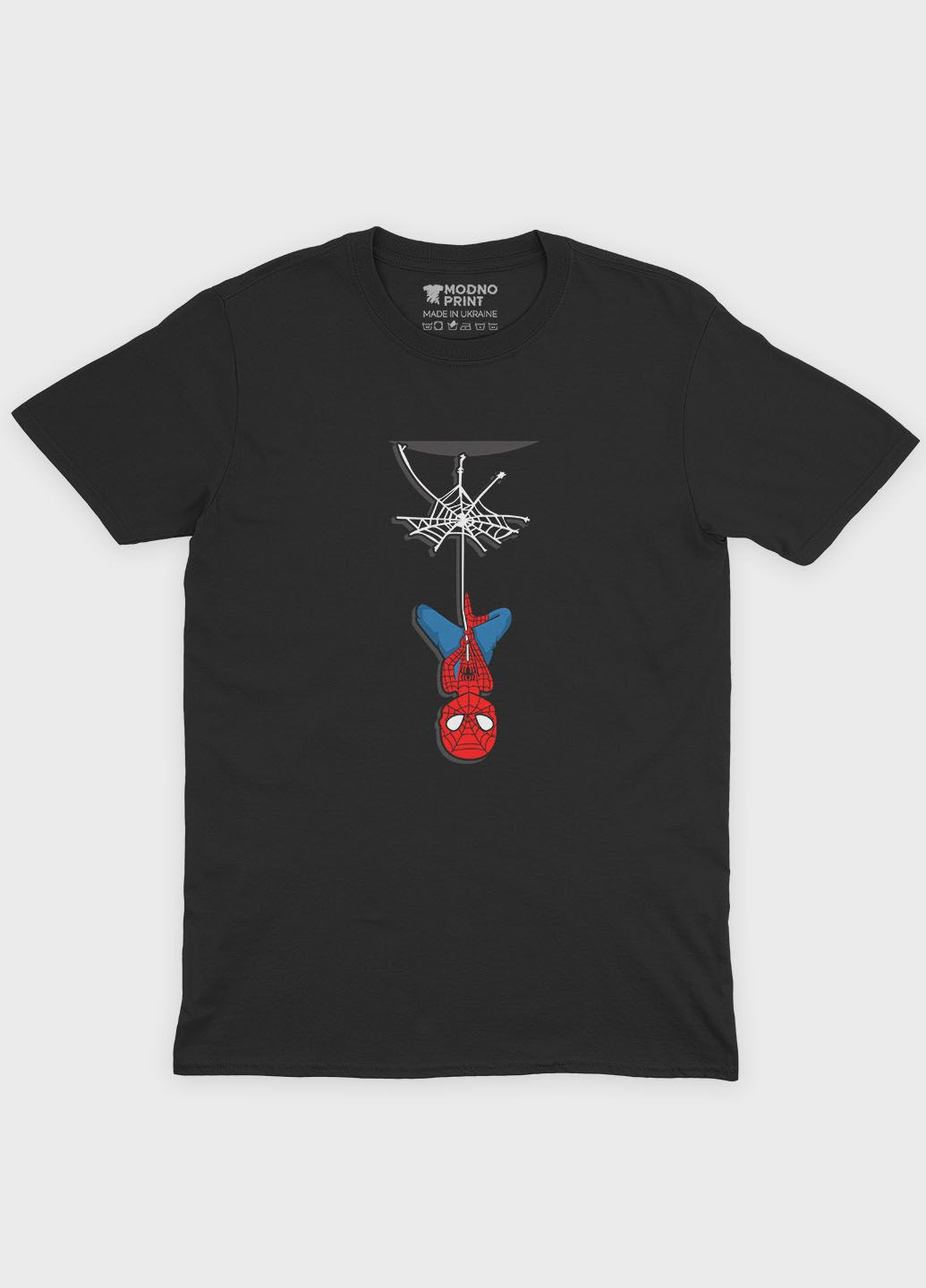 Чорна чоловіча футболка з принтом супергероя - людина-павук (ts001-1-bl-006-014-039) Modno