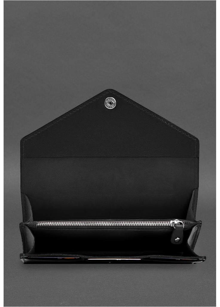 Шкіряний клатч (портмоне) на кнопці 5.0 Чорний краст (A-028640) BlankNote (328444653)