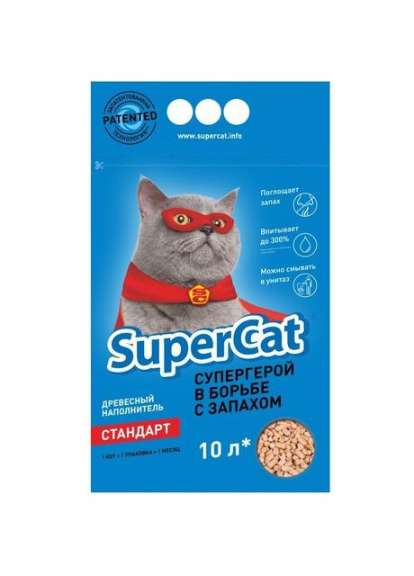Наповнювач для котячого туалету СТАНДАРТ Деревний вбиральний 3 кг (5 л) (3550) (4820082490201) SuperCat (309564757)