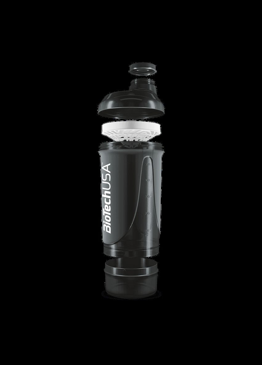 Шейкер BiotechUSA Wave+ 600 ml(+250ml+100ml) Black Biotech (296624531)