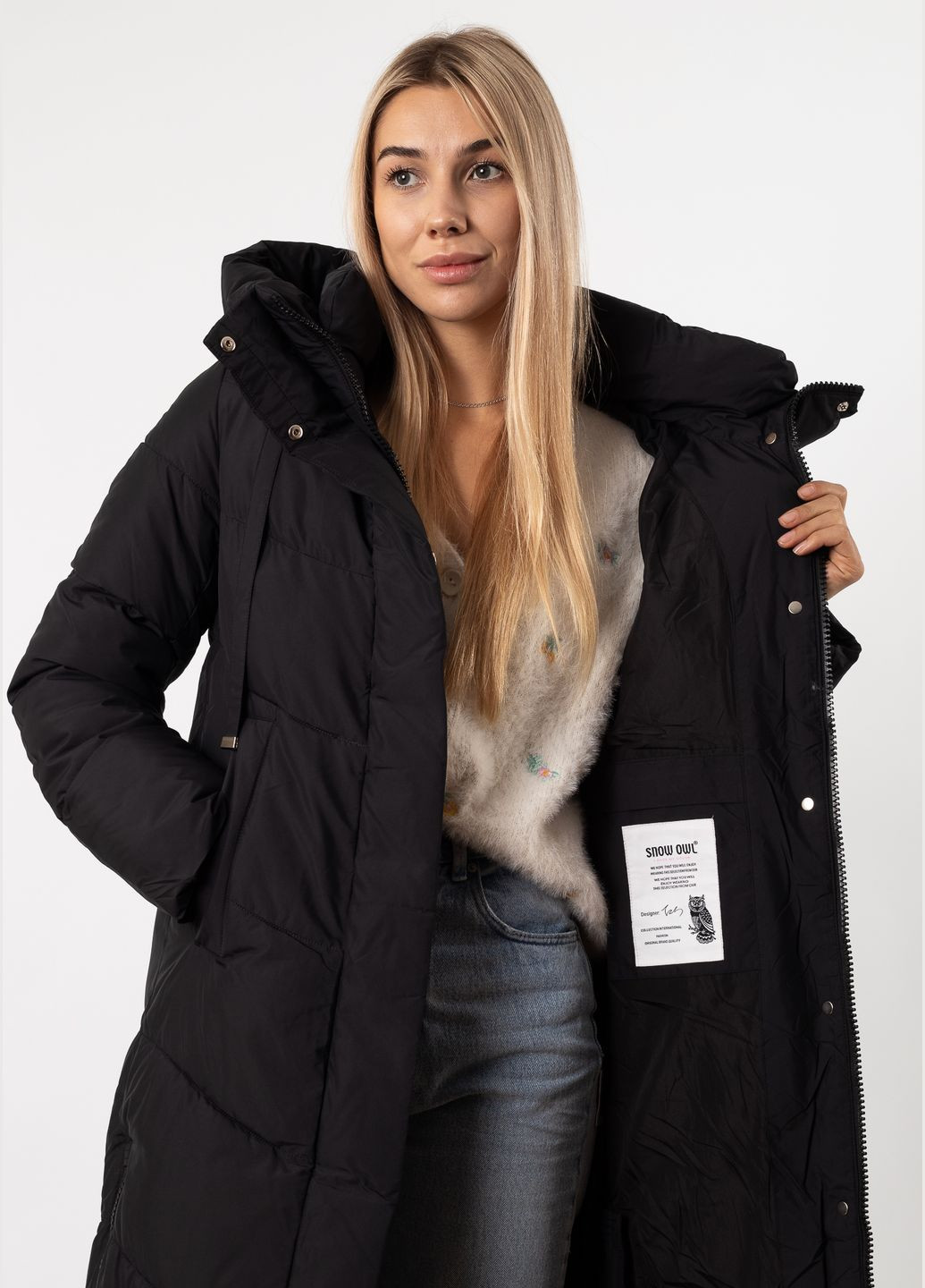 Чорний зимній Пуховик Snow Owl