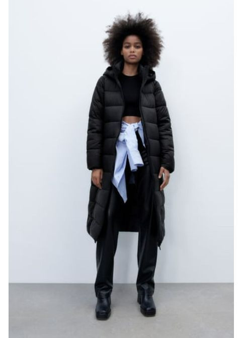 Чорна непромокальний складаний пуховик Zara