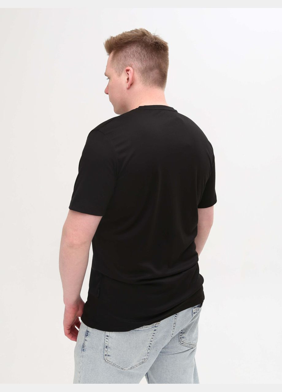 Чорна футболка чоловіча чорна пряма однотонна з коротким рукавом FRANCO BENUSSI Пряма