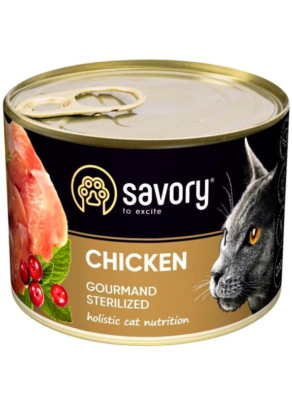 Упаковка влажного корма для стерилизованных кошек с курицей 200 г х 6 шт. Savory (355801309)