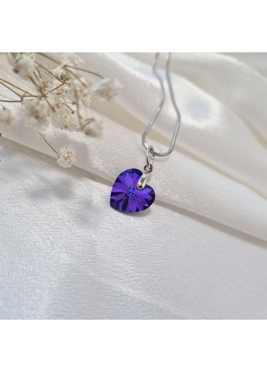 Срібна підвіска Серце с Каменем Сваровськи Срібло 925 проби родоване 36228-14р 1.90г No Brand (350199152)