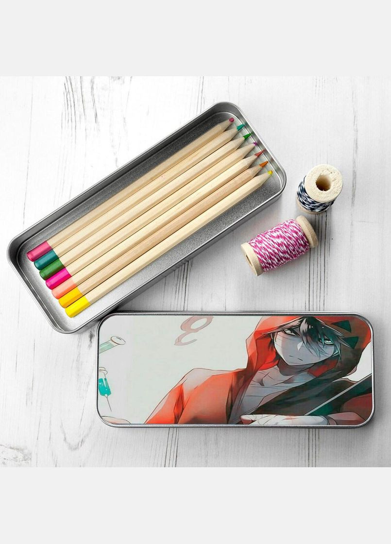 Органайзер для канцелярских принадлежностей металлический, кейс для мелочей Аниме Ангел кровопролития #002 7*18 см Silver No Brand (309157638)
