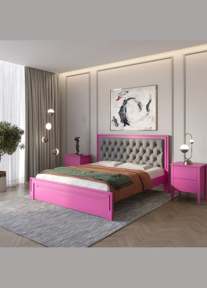 Односпальне дерев'яне ліжко Торонто Т3 (S2060R30B)/Аляска 93 (сірий) 90х190 см (MBG-8366) Mebigrand (366085063)