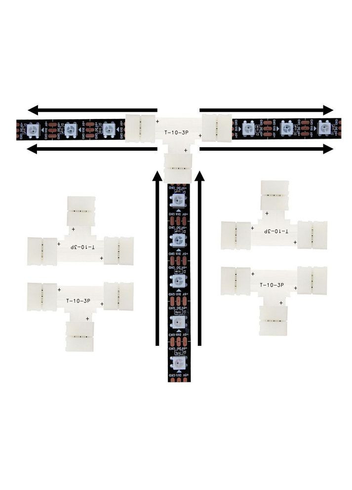 Конектор для світлодіодної стрічки LED кутовий Т-подібний 10мм 4pin No Brand (334302338)