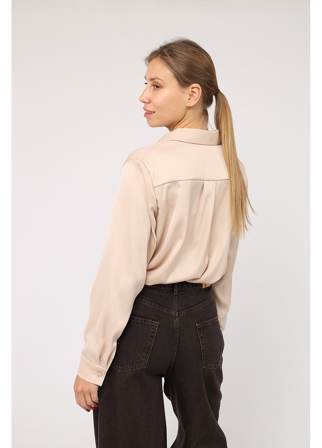 Жіноча сорочка з довгим рукавом колір бежевий ЦБ-00285476 Yuki (364262443)