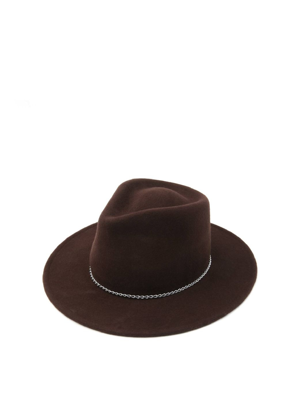 Капелюх федора жіночий зі срібним ланцюжком фетр коричневий ВІЖЕН LuckyLOOK 653-383 (322792762)