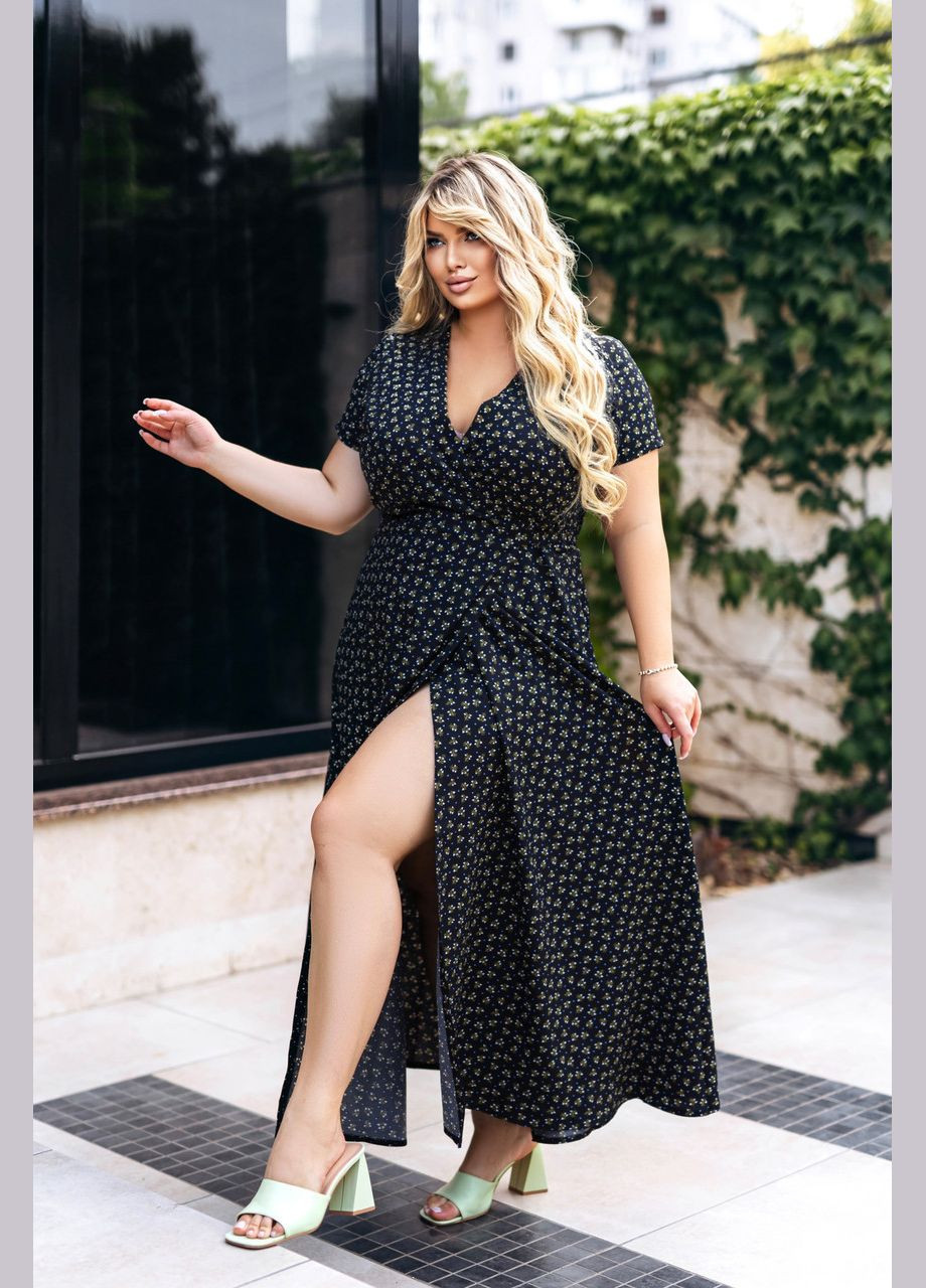Чорна довга літня сукня в квітковий принт Fashion Girl