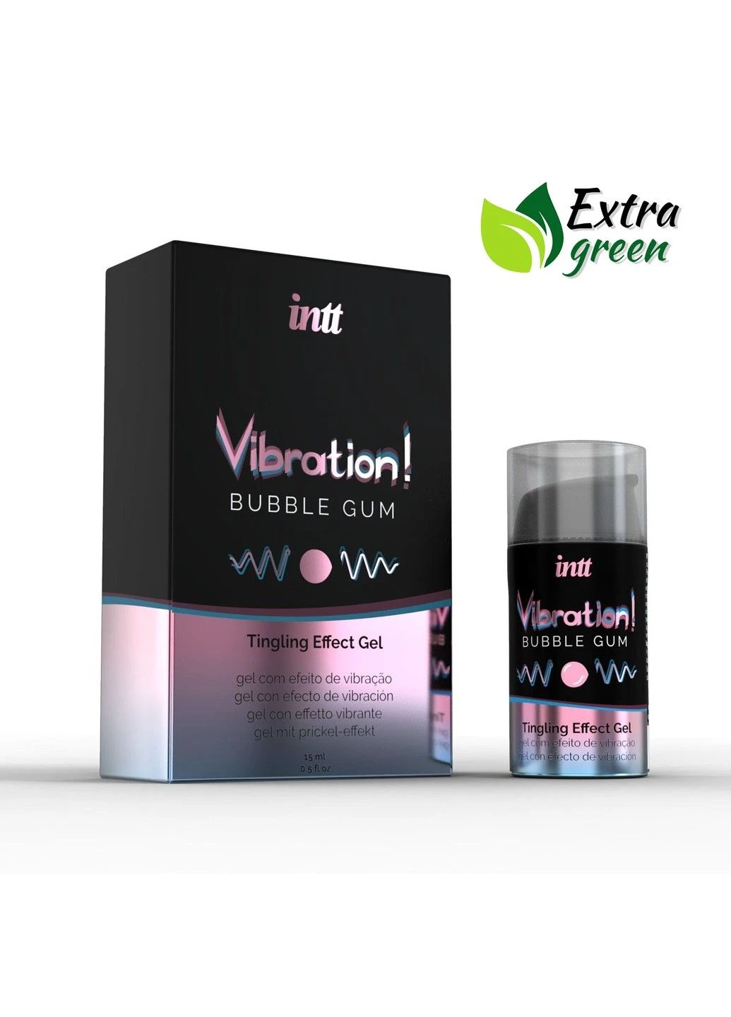 Жидкий вибратор Vibration Bubble Gum (15 мл) EXTRA GREEN, очень вкусный, действует до 30 минут Intt (343045490)
