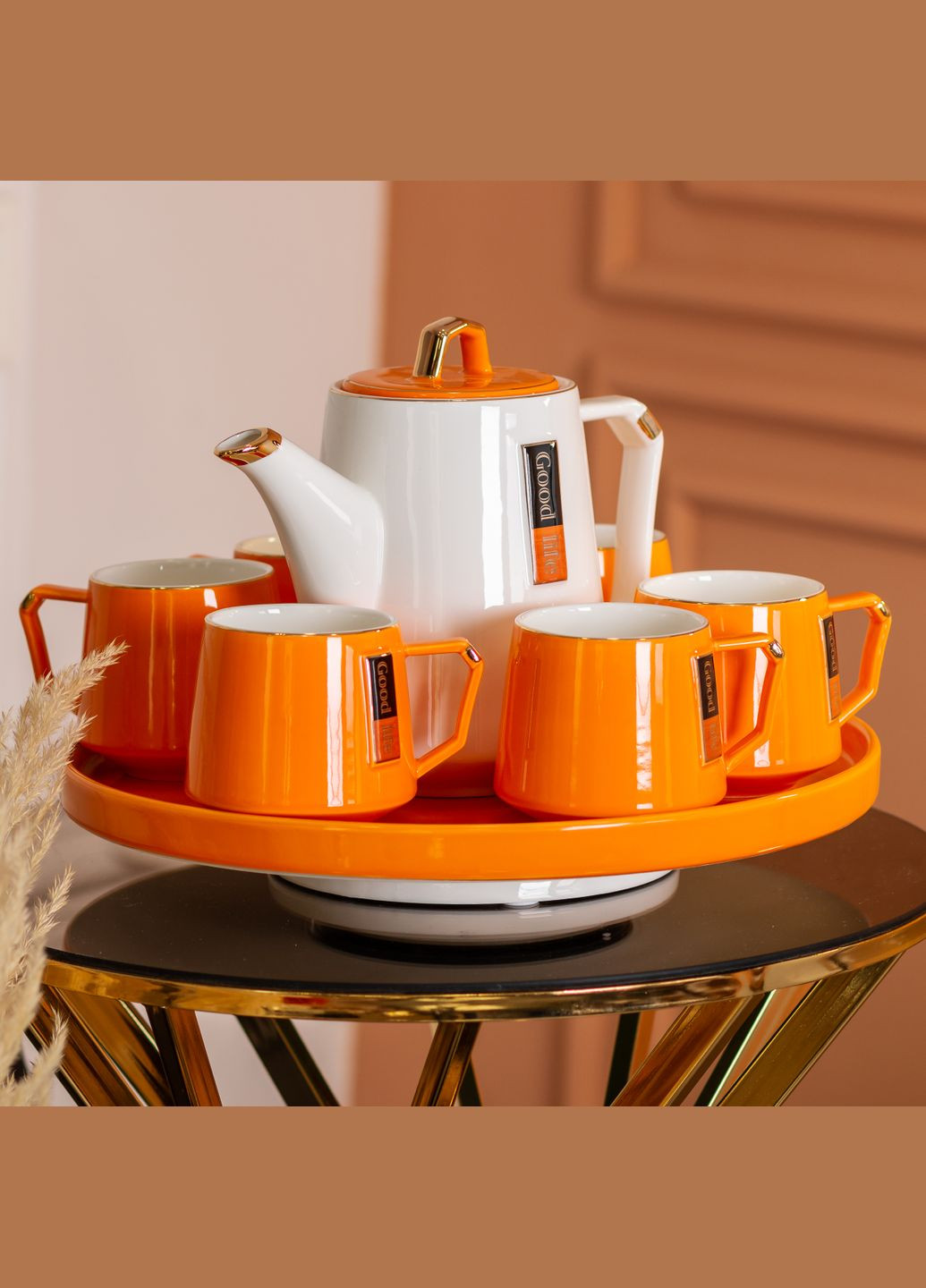 Чайный сервиз Good Life керамический на 6 персон на поворотной подставке, Yiwu (328440503)
