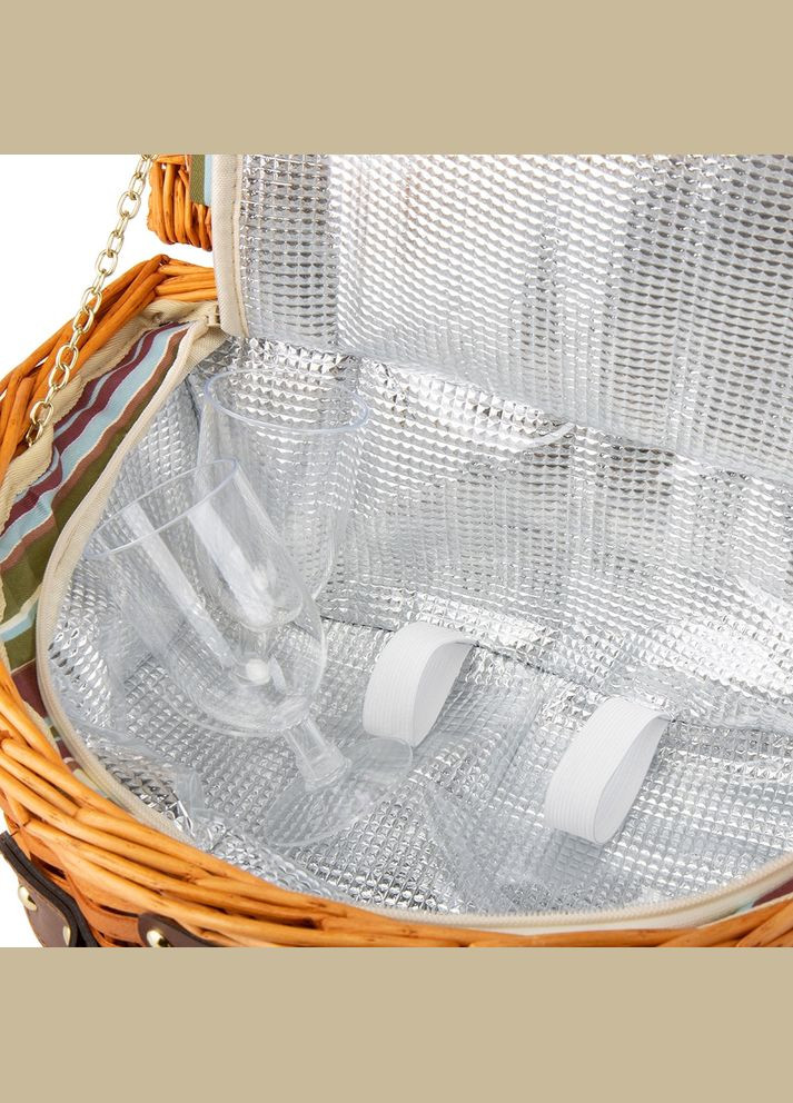 Корзина для пикника с термосумкой на 2 персоны из лозы 40х31х20 см 10503-023 Lefard (346529479)