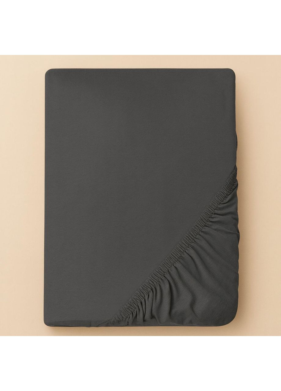 Простирадло трикотажне 180/200х200х35 см на гумці, еластичне, трикотаж, бавовна т/сіра IDEIA (364122455)