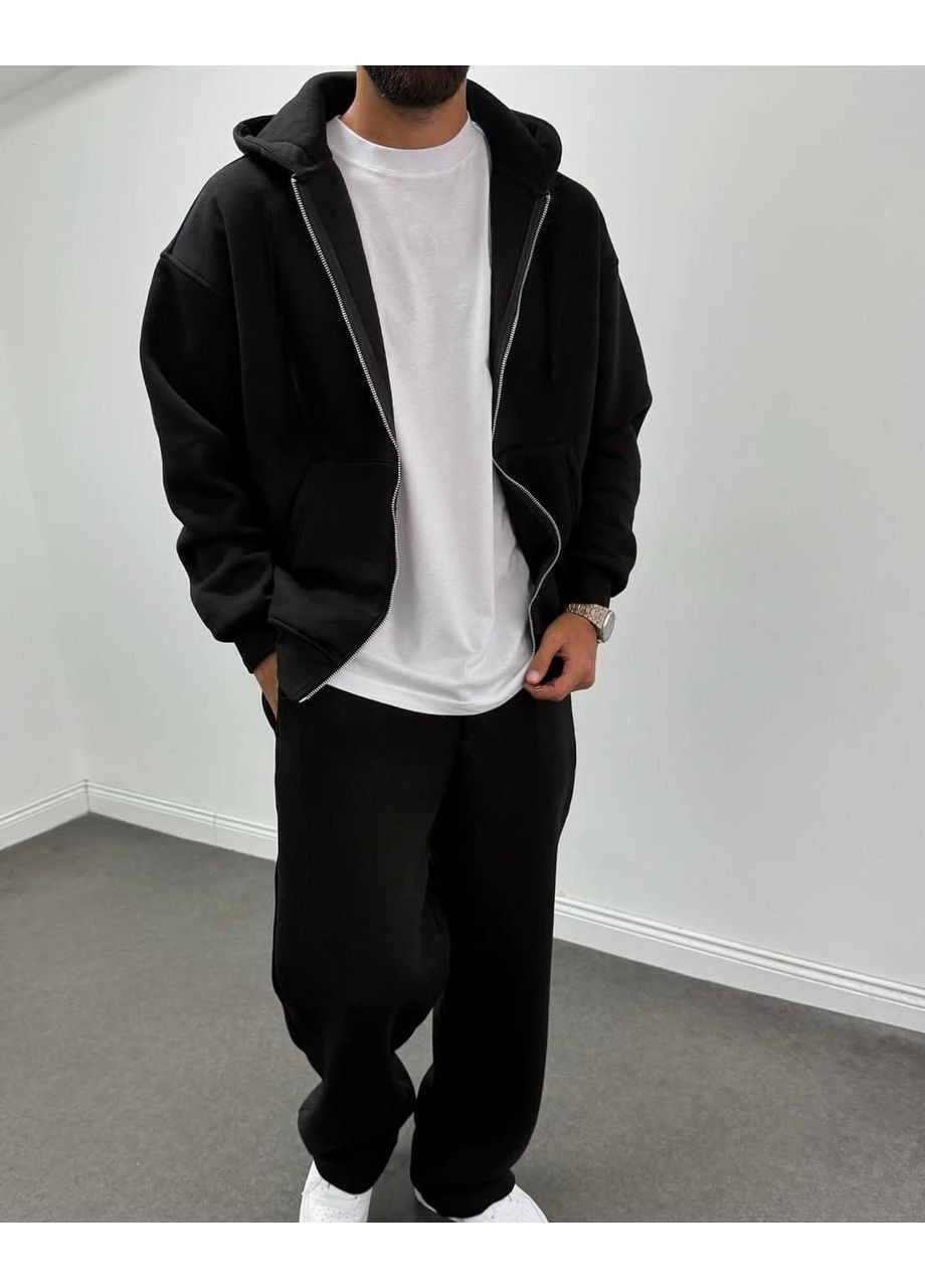 Чоловічий зимній спортивний костюм зіпка+штани чорний No Brand (366880103)