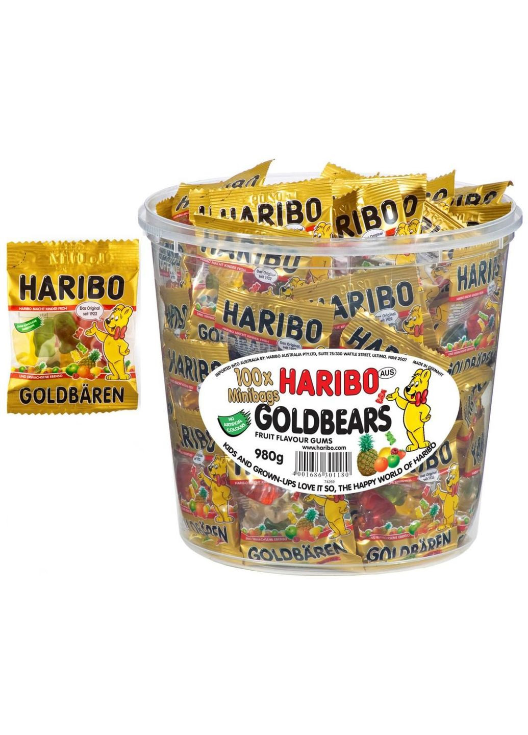 Желейні цукерки Золоті мінімішки Haribo Goldbaren (фруктовий мікс) 10 г Німеччина No Brand (292803874)