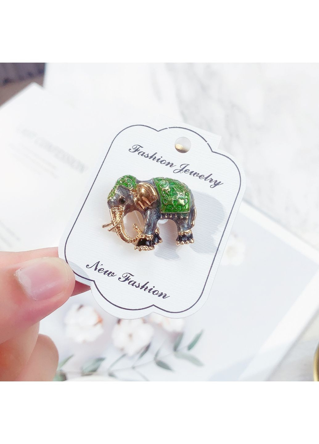 Стильна жіноча брошка, в східному стилі, Східний Слон (зелена) Fashion Jewelry (366666303)