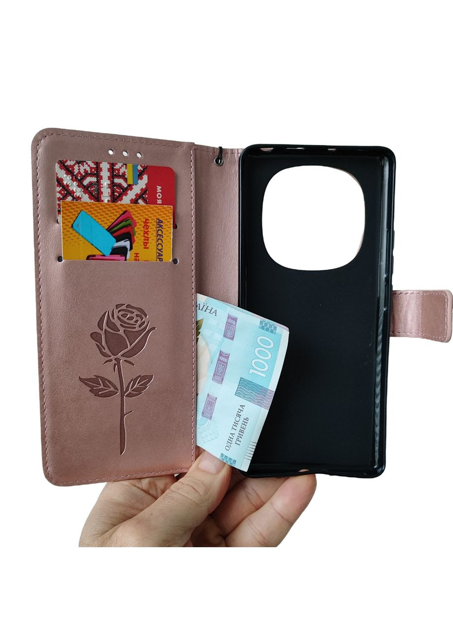 Чохол книжка з 3D візерунком для Redmi Note14pro Чохол книга жіночий на редмі ноут14про Пудровий Xiaomi (365873862)