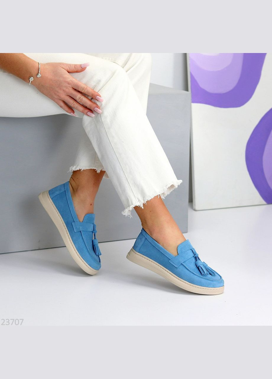 Голубые лоферы No Brand