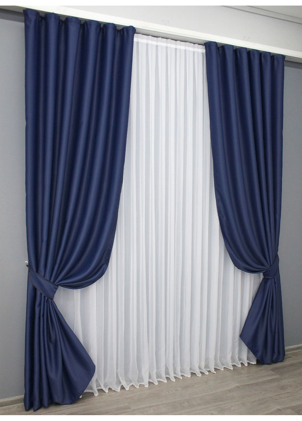 Комплект готових штор Блекаут Fusion Dimout № 831ш Синій 100х270 см 2 шт (31-221) VR-Textil (298122727)