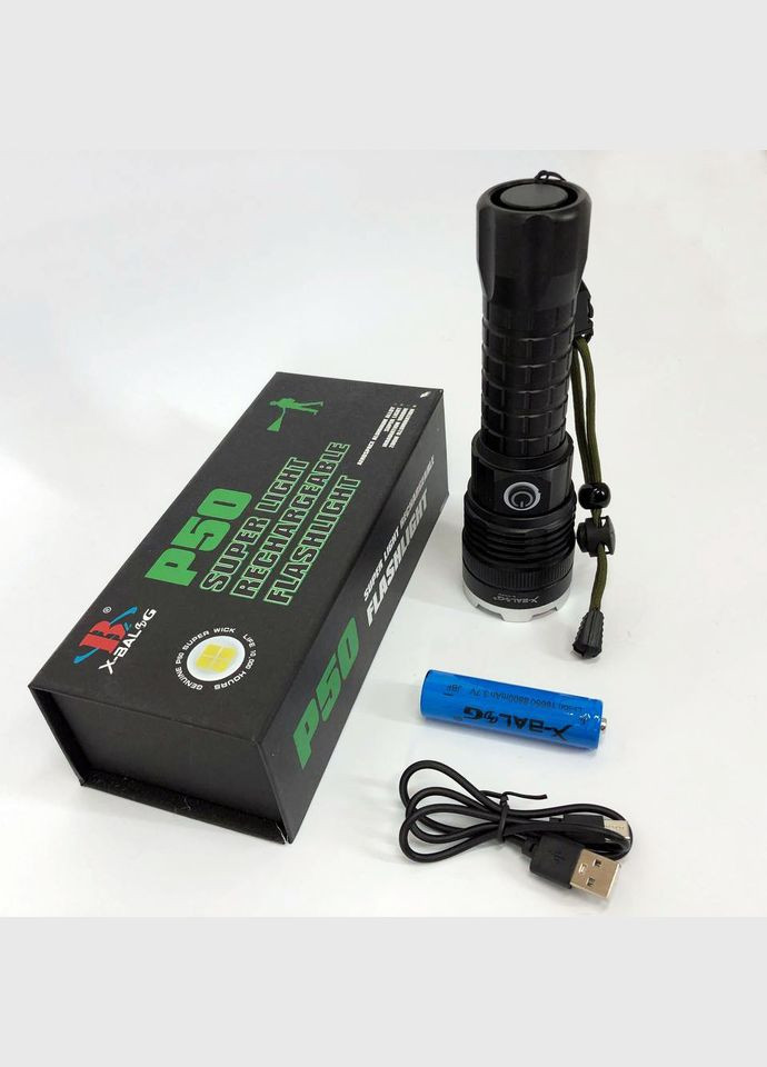 Фонарь аккумуляторный X-Balog BL-A72-P50, ручной фонарик, водонепроницаемый фонарь, мощный аккумуляторный Bailong (364665644)