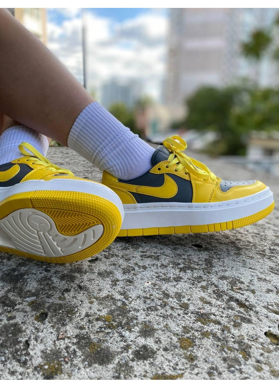 КРОССОВКИ ЖЕНСКИЕ NIKE AIR JORDAN 1 LOW ELEVATE YELLOW GREY DH7004-017 НАЙК АИР ДЖОРДАН No Brand серые демисезоны (368870125)