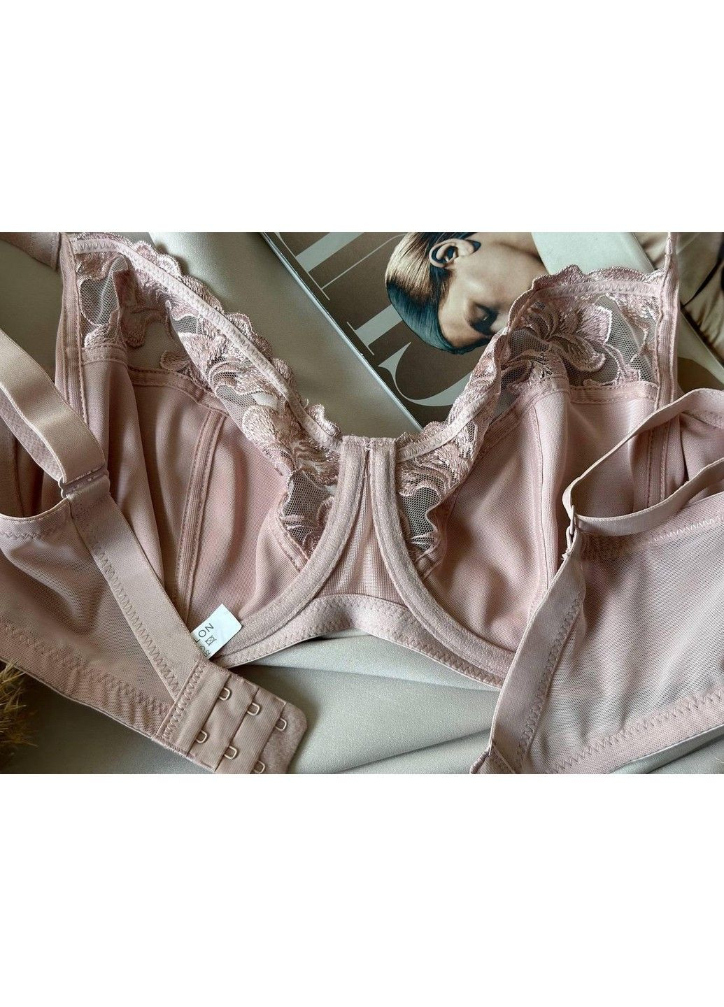 Пудровый пудровый бюстгальтер на чашку d, кружевной лифчик без поролона Acousma