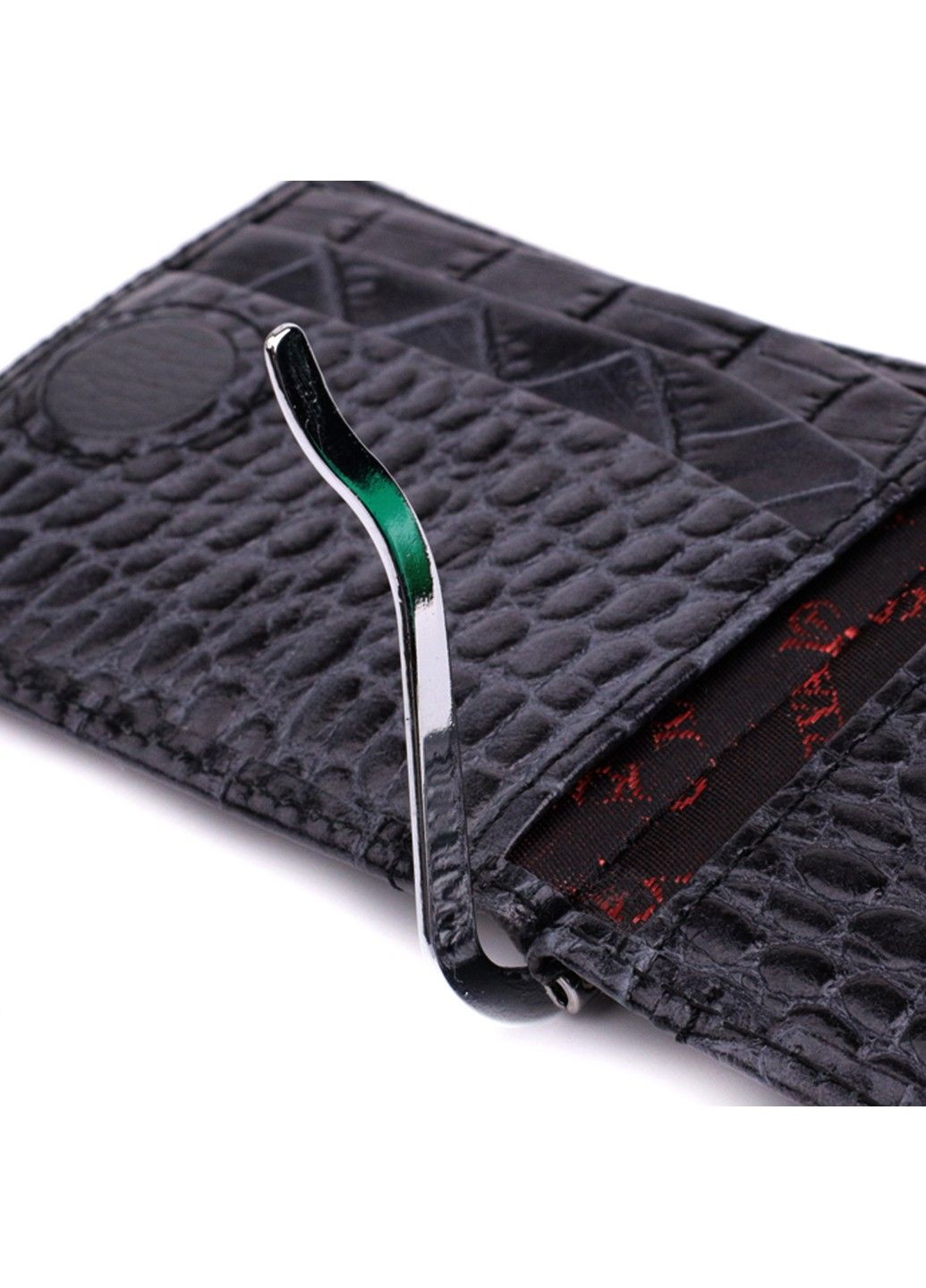 Практичний чоловічий гаманець-затиск із натуральної шкіри 22851 Сірий Karya (318823553)