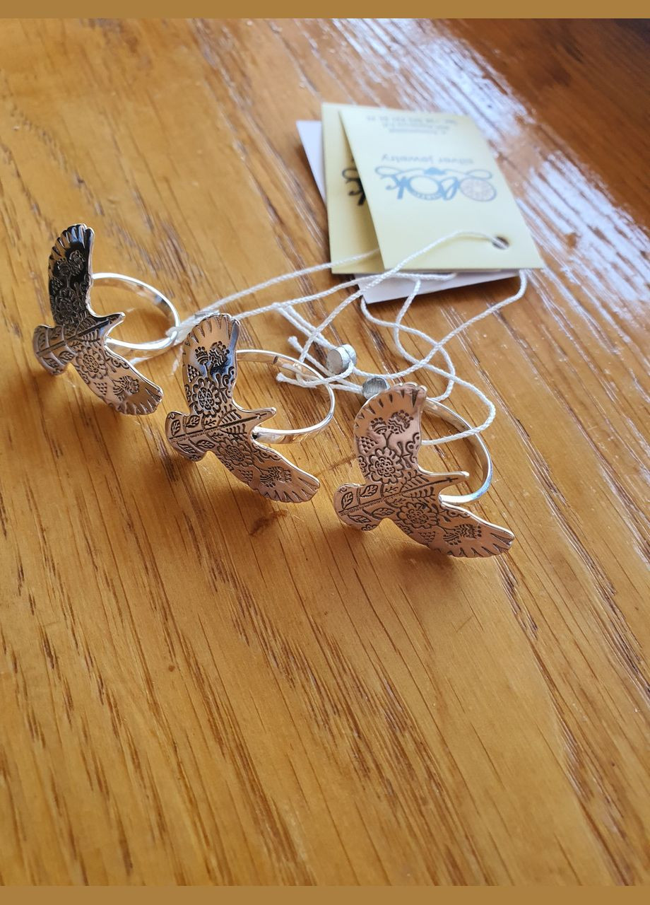 Комплект прикрас срібло 925 проби пташка горлиця вишиванка каблучка і сережки No Brand (331289160)