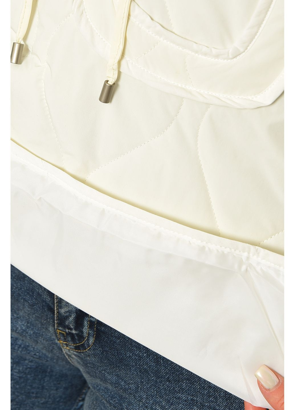 Молочна демісезонна анорак жіночий демісезонний однотонний молочного кольору Let's Shop