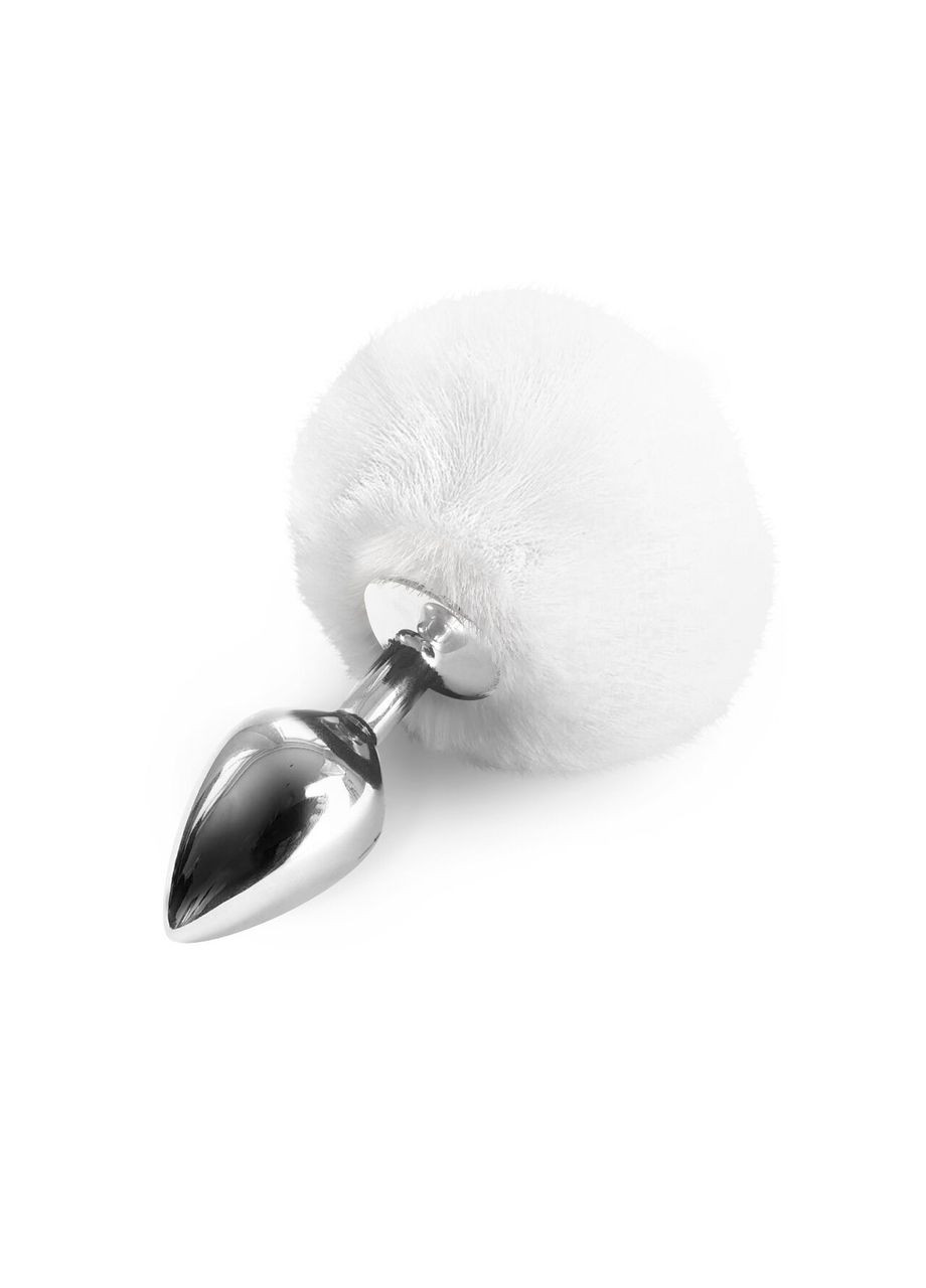 Металлическая анальная пробка М Bunny Tails Butt plug, Белый - CherryLove Art of Sex (339867704)