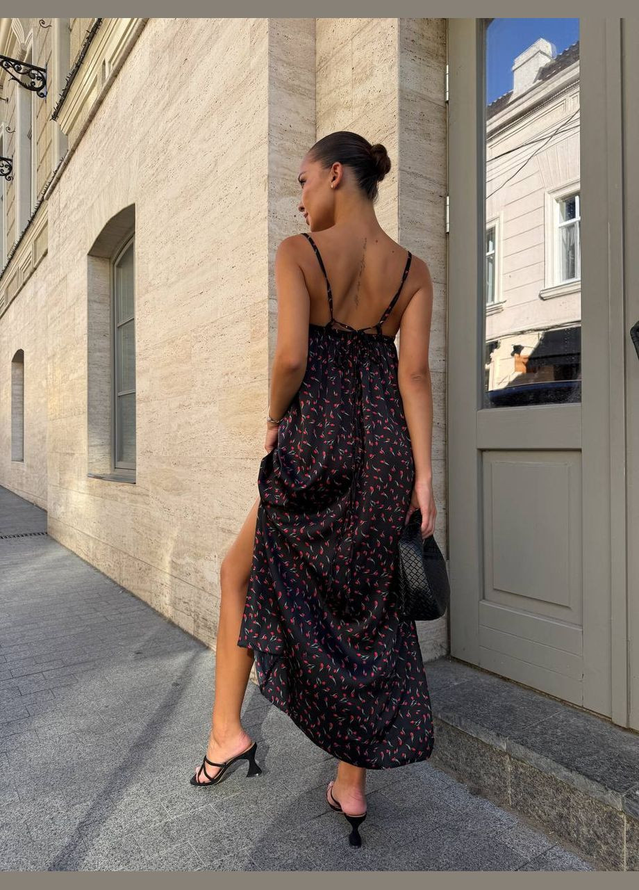 Черное платье шелк армани,длинное с размером на бретельках No Brand