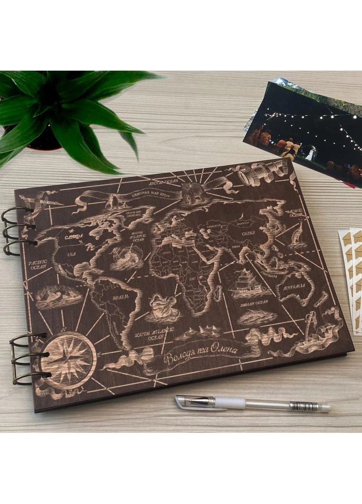 Дерев'яний фотоальбом з гравіюванням Земний шар SkinWood (396757034)