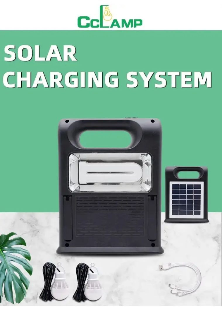 Портативний світлодіодний ліхтар з лампочками для освітлення CL 12 із сонячною панеллю та функцією power bank Cclamp (363840926)