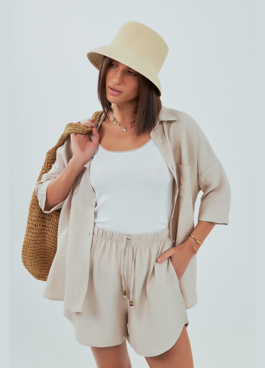 Однотонний костюм з сорочкою та шортами Lurex (339433431)