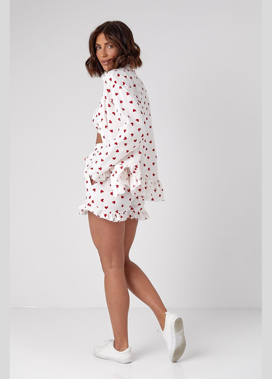 Летний костюм-тройка украшенный сердечками Lurex (296889468)