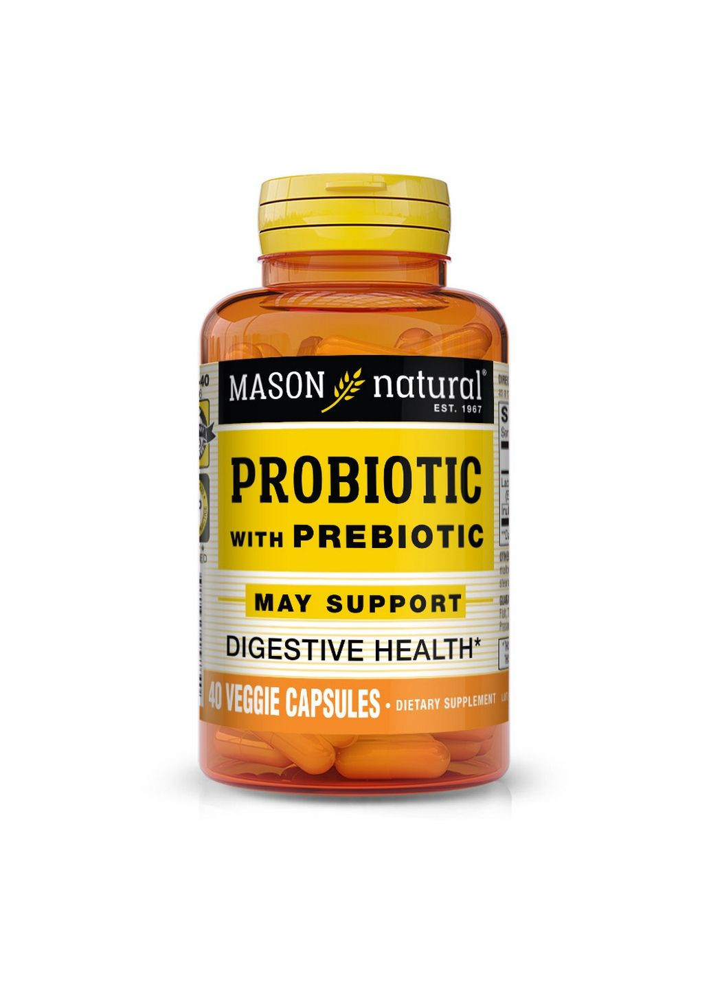 Пробиотики и пребиотики Probiotic with Prebiotic, 40 вегакапсул Mason Natural (293482542)