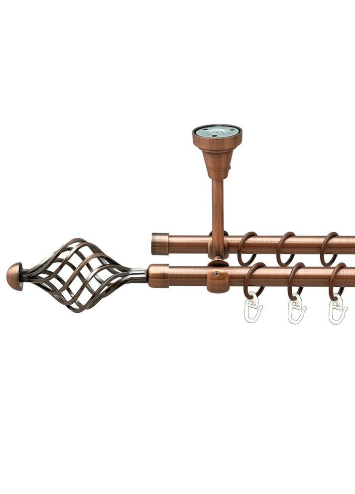 Карниз Арезо металлический двухрядный открытый к потолку гладкая труба Медь 16\16 мм 160 см (00-00020044) ORVIT (300689655)