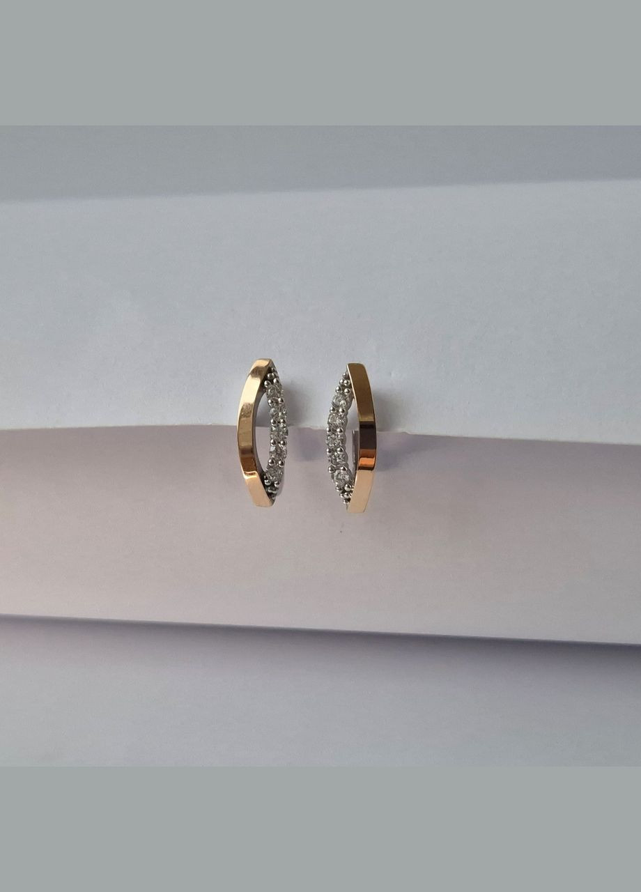 Срібні сережки з Білими каменями срібло 925 проби Родоване із золотою пластиною 375 проби 1587с No Brand (308369757)