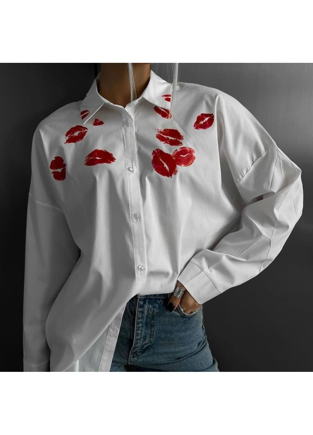 Белая повседневный рубашка No Brand