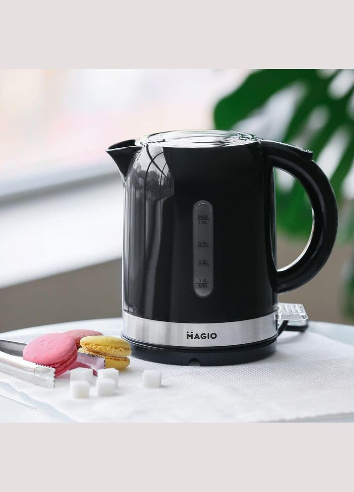 Электрический дисковый пластиковый чайник MG-111 электрический чайник Черный Magio (296925678)