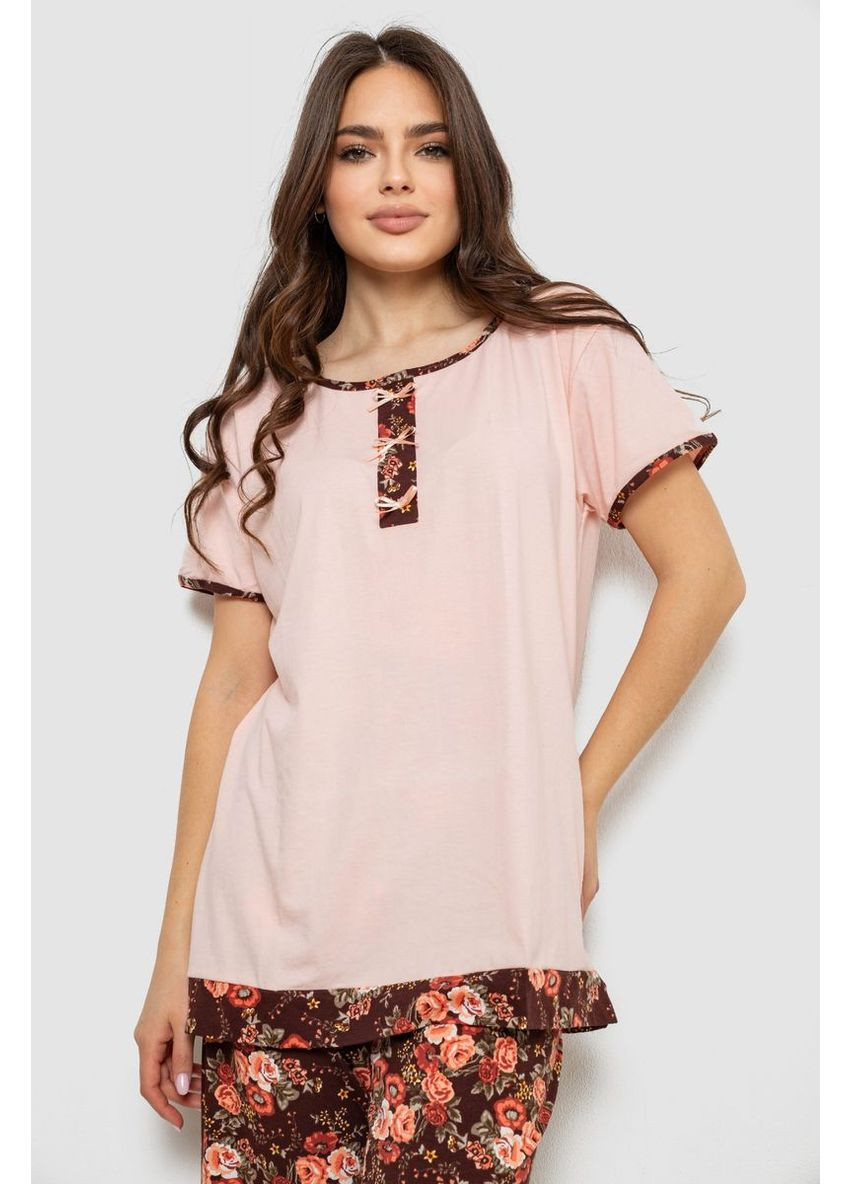 Персикова жіноча піжама з принтом, 243r1602-005 Isik