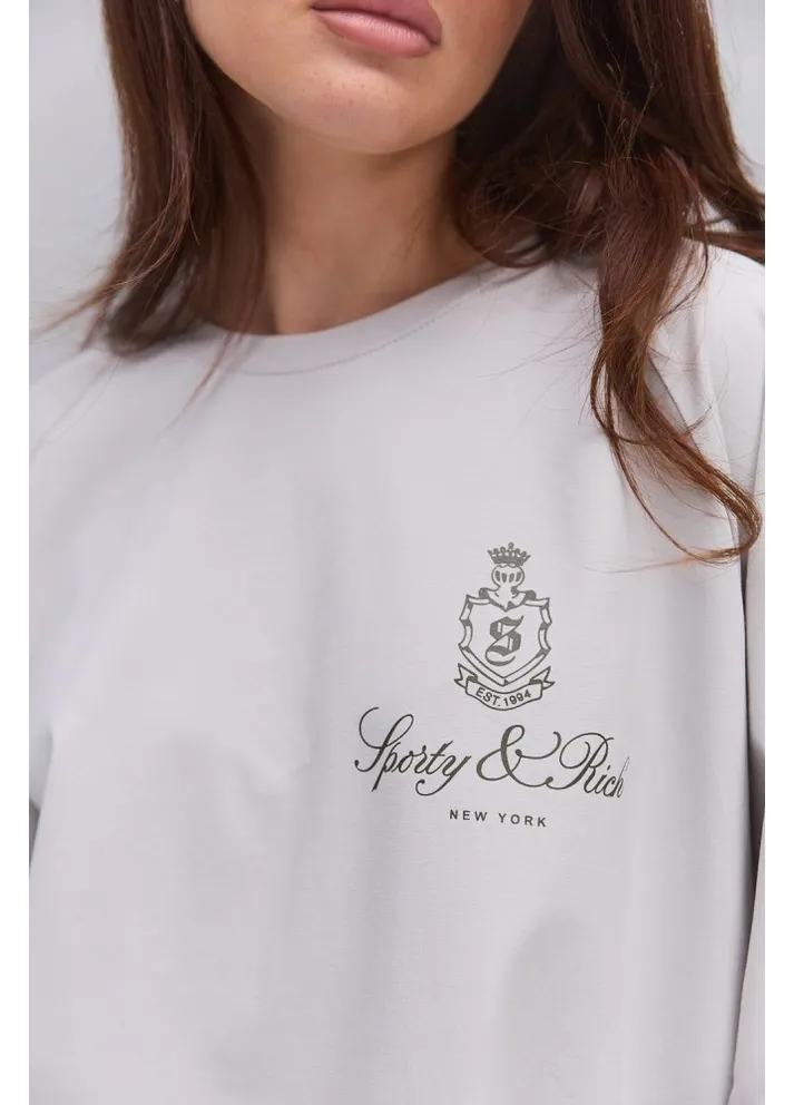 Жіночий лонгслів oversize сірий теплий з принтом Sporty & Rich Arjen (407594608)